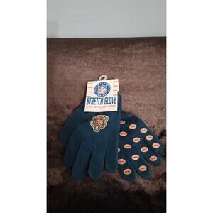 Vintage Chicago Bears NFL Stretch Gloves NWT One Size Knit Winter Football...